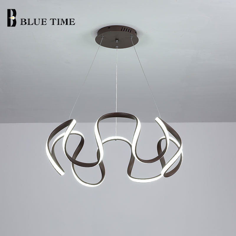 Spiral Wave LED Chandelier - Modern Crystal Ceiling Light Fixture for Dining Room, Living Room & Bedroom | Energy-Efficient Dimmable Lighting for Home Decor