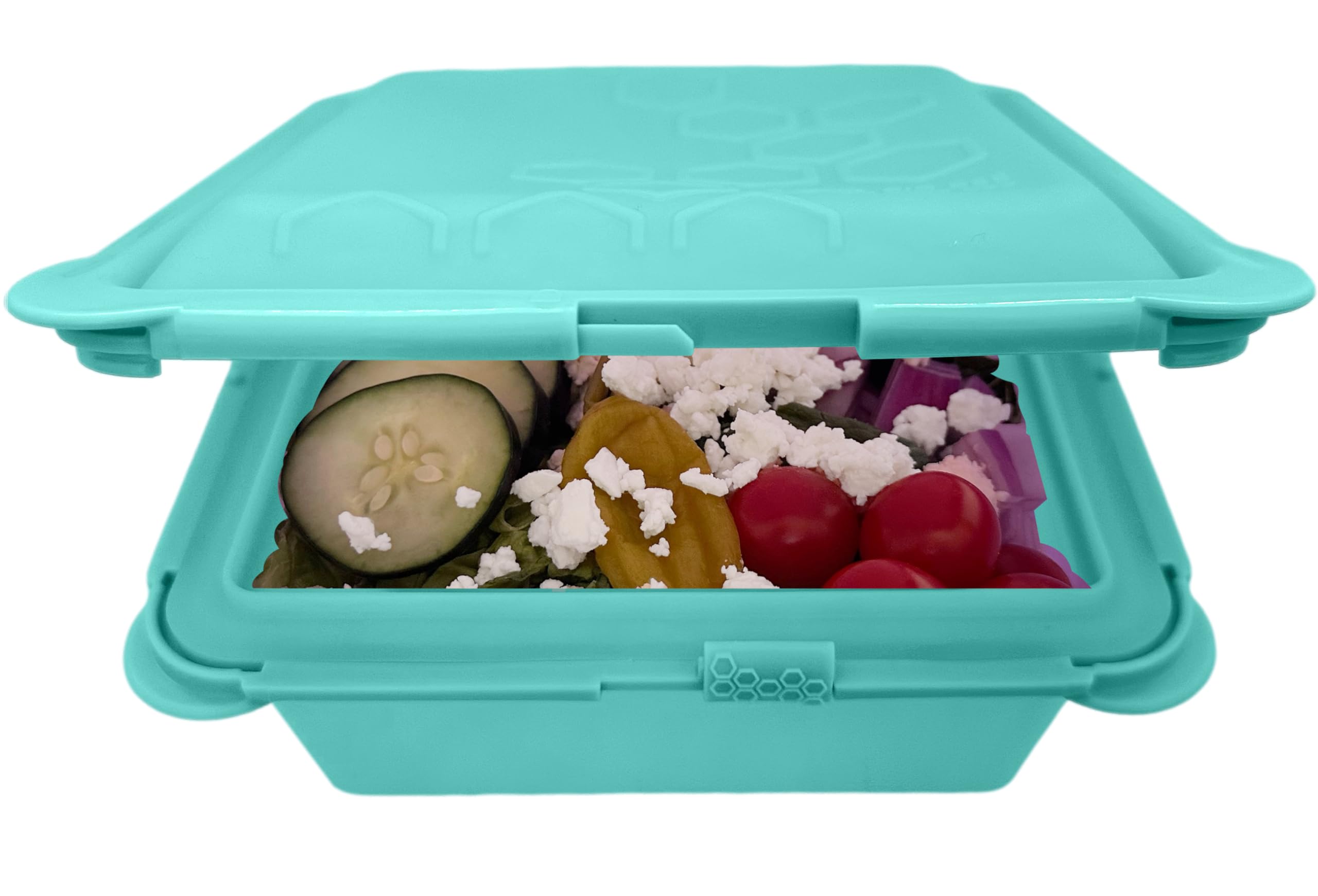 Big Bee, Little Bee - Extra Large Reusable Silicone Food Storage Containers with Snap-On Clamshell Lid | BPA-Free, Microwave, Freezer & Dishwasher Safe | Airtight Meal Prep Containers for Leftovers, Lunch Box & Kitchen Organization (Aqua Blue)