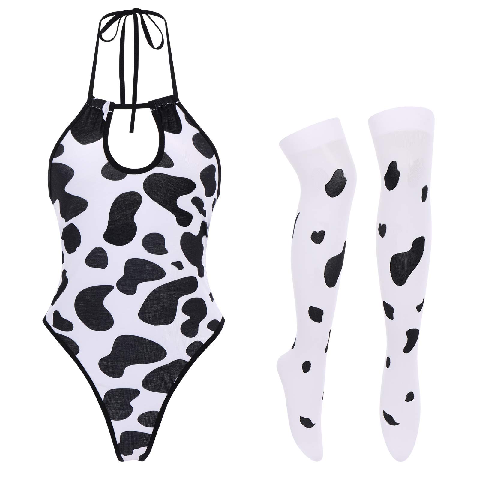 IMEKIS Women's Sexy Anime Cow Maid Costume - Lolita Teddy Lingerie Set with Mini Bikini Bra & Underwear for Japanese Cosplay, Kawaii Outfit | Perfect for Halloween, Cosplay Parties, Anime Conventions & Role-Playing