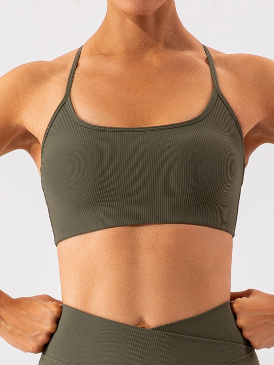 ZASUWA Women's Ribbed Sports Bras - High Support Workout Bra for Running, Yoga & Gym - Comfortable & Breathable Activewear