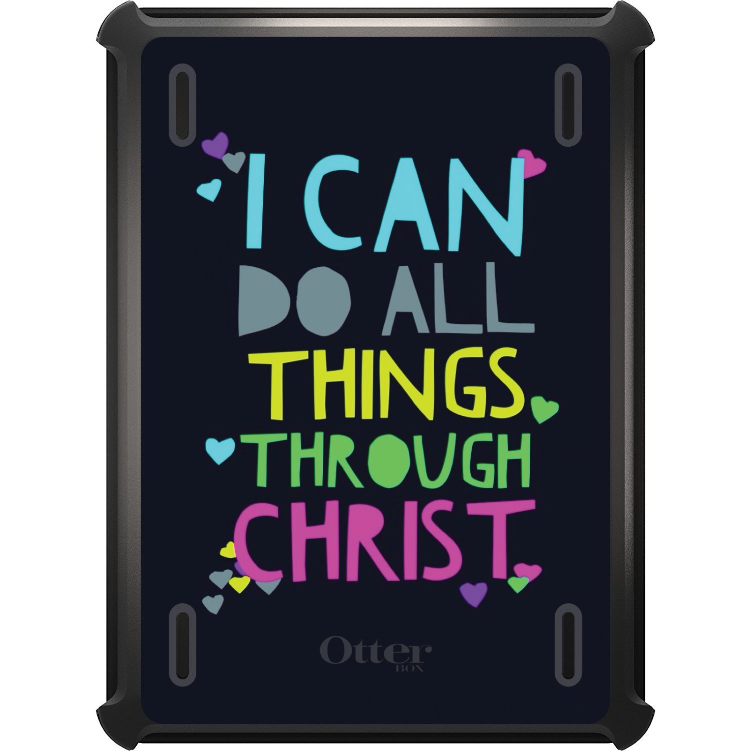DistinctInk Protective Case for iPad Mini 5 (5th Generation 2019) - Black Replacement Cover with Stand Compatible with OtterBox Defender - Christian Inspirational Design - Perfect for Daily Use, Travel & Bible Study
