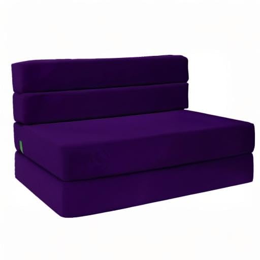 D&D Foldable Foam Futon Mattress - Queen Size Purple Convertible Sofa Bed for Guest Room, Small Space & Dorm | Multi-Functional Furniture for Living Room, Office & Studio Apartments