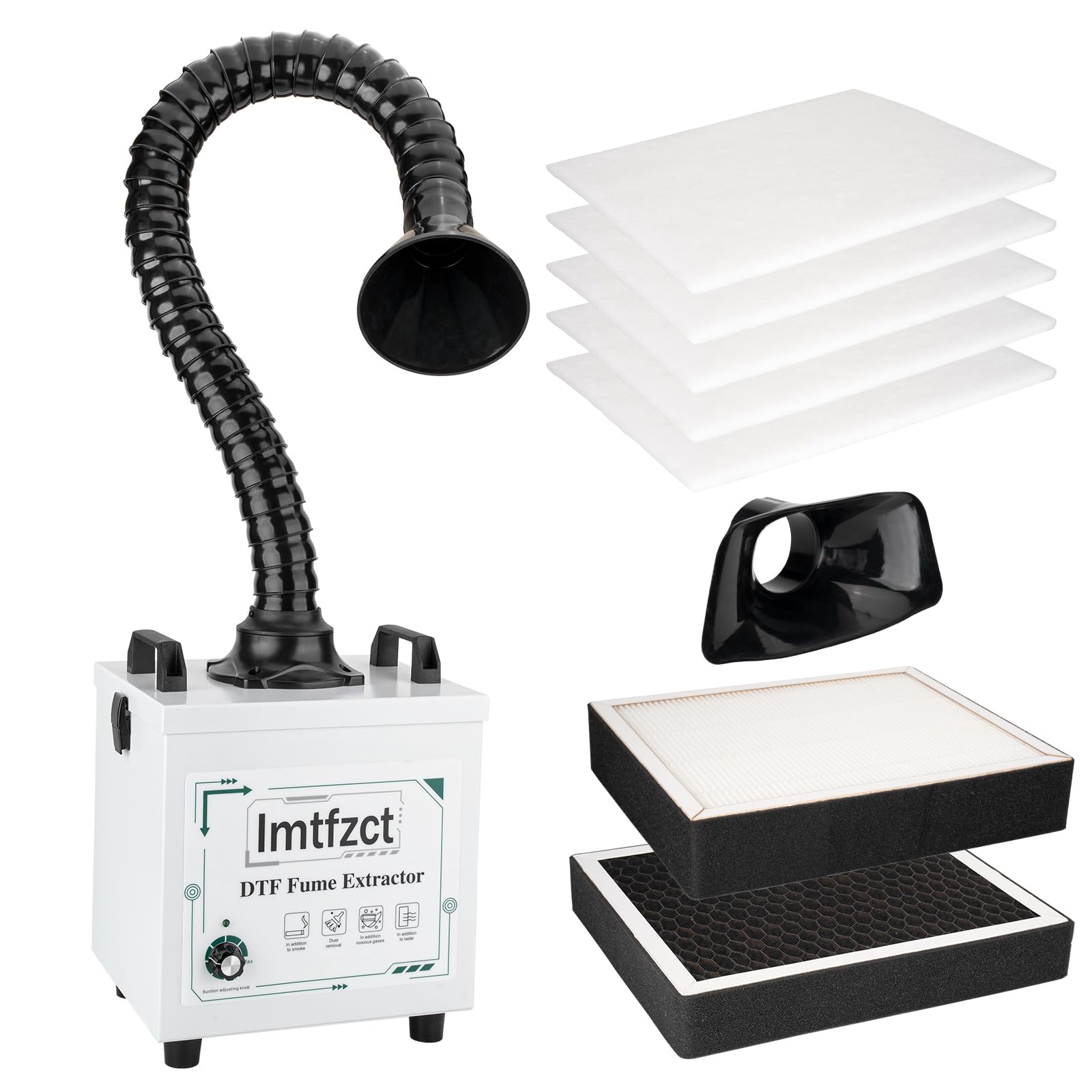100W Low-Noise Solder Fume Extractor with 3-Stage Filters & Adjustable Speeds - DTF Machine Smoke Purifier with Hose for Printing Workshops & Electronics Labs