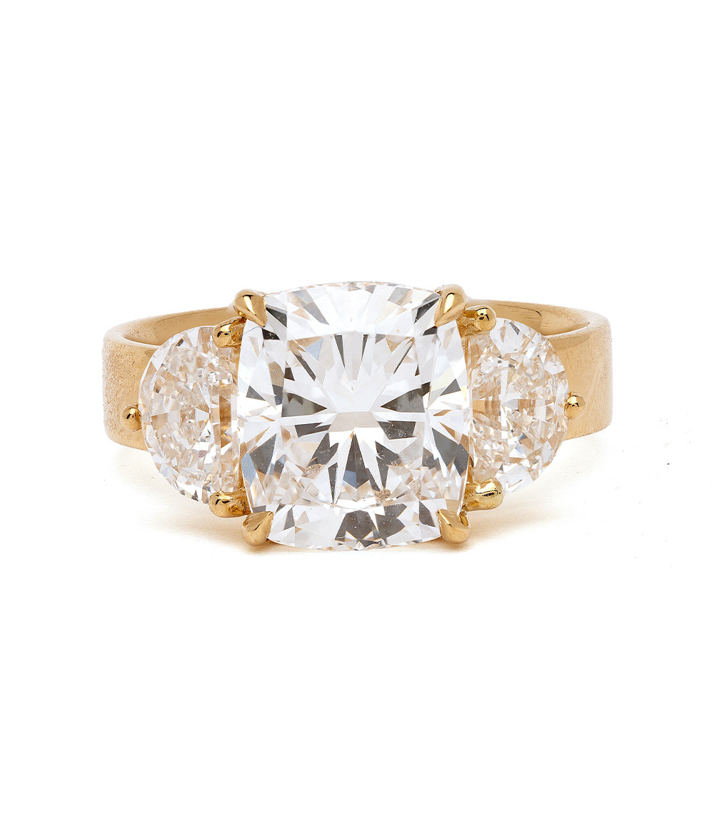 Charlie 3 Stone Half Moon Wide Band Engagement Ring - Elegant Wedding & Proposal Jewelry for Women | Perfect for Anniversaries, Valentine's Day & Special Occasions