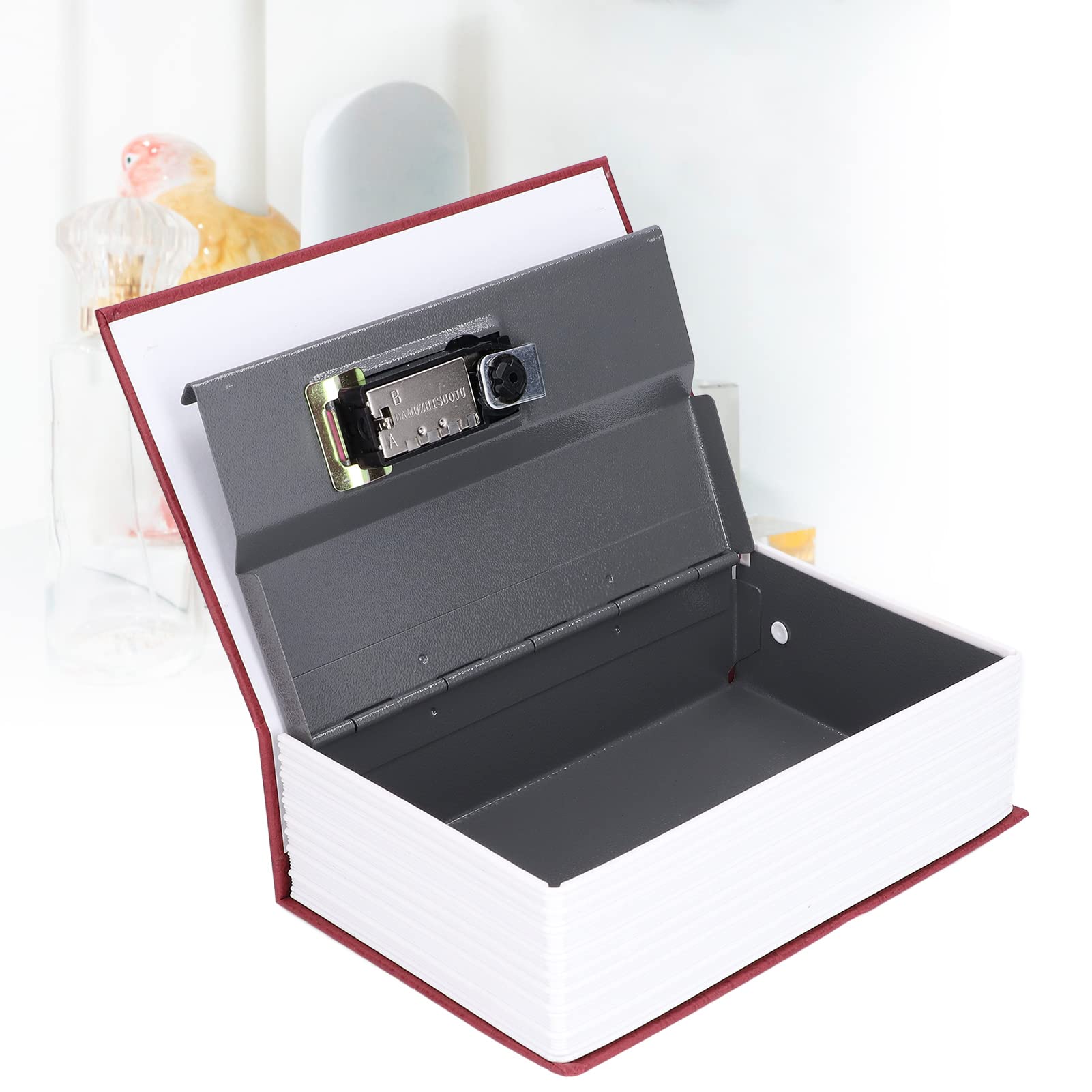 7.1 x 4.7 x 2.2 Inch Book-Shaped Steel Safe Box with Classic Password Lock - Secure Storage for Money, Cash, Passport, Jewelry & Valuables (Red) - Perfect for Home, Office, Travel & Emergency Use