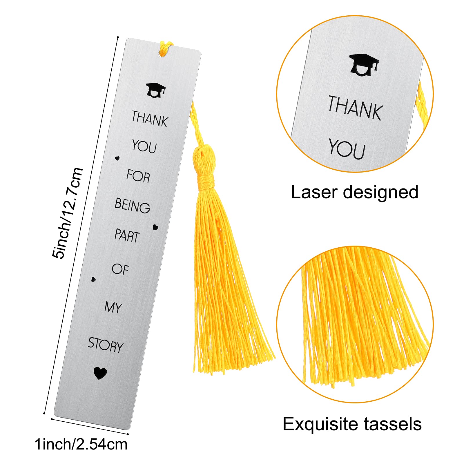 Tenare 6-Piece Teacher Bookmark Set - Elegant Silver Page Markers for Educators | Perfect Teacher Appreciation Gift, Graduation Present & Back-to-School Thank You from Students | Ideal for Classroom Use, Reading Accessories & End-of-Year Gifts