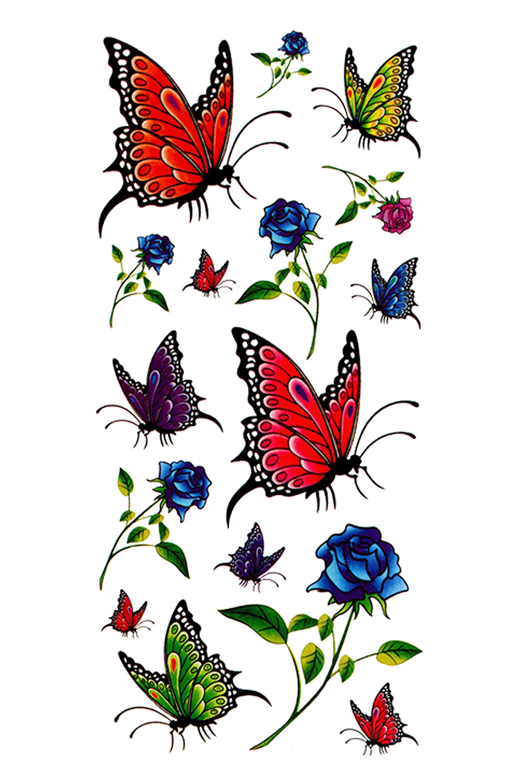 Waterproof Temporary Tattoo Stickers for Men & Women - 3D Realistic Flowers, Butterflies, Stars, Angels & Wolf Designs - Armband & Word Tattoos - 19x09 cm (M-95 Size) - Perfect for Parties, Halloween, Cosplay & Body Art