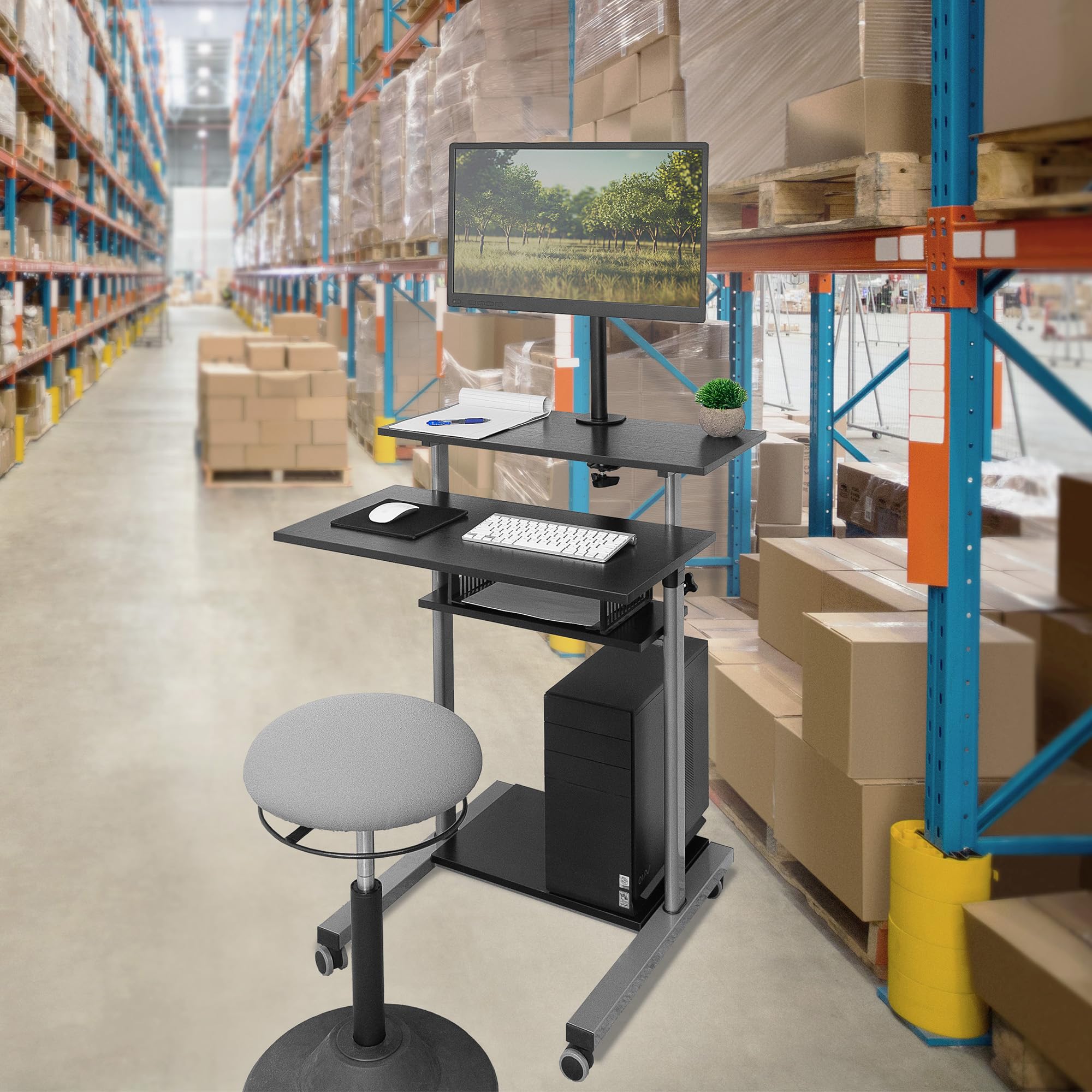 Mount-It! Mobile Computer Cart with Adjustable Monitor Mount for 32