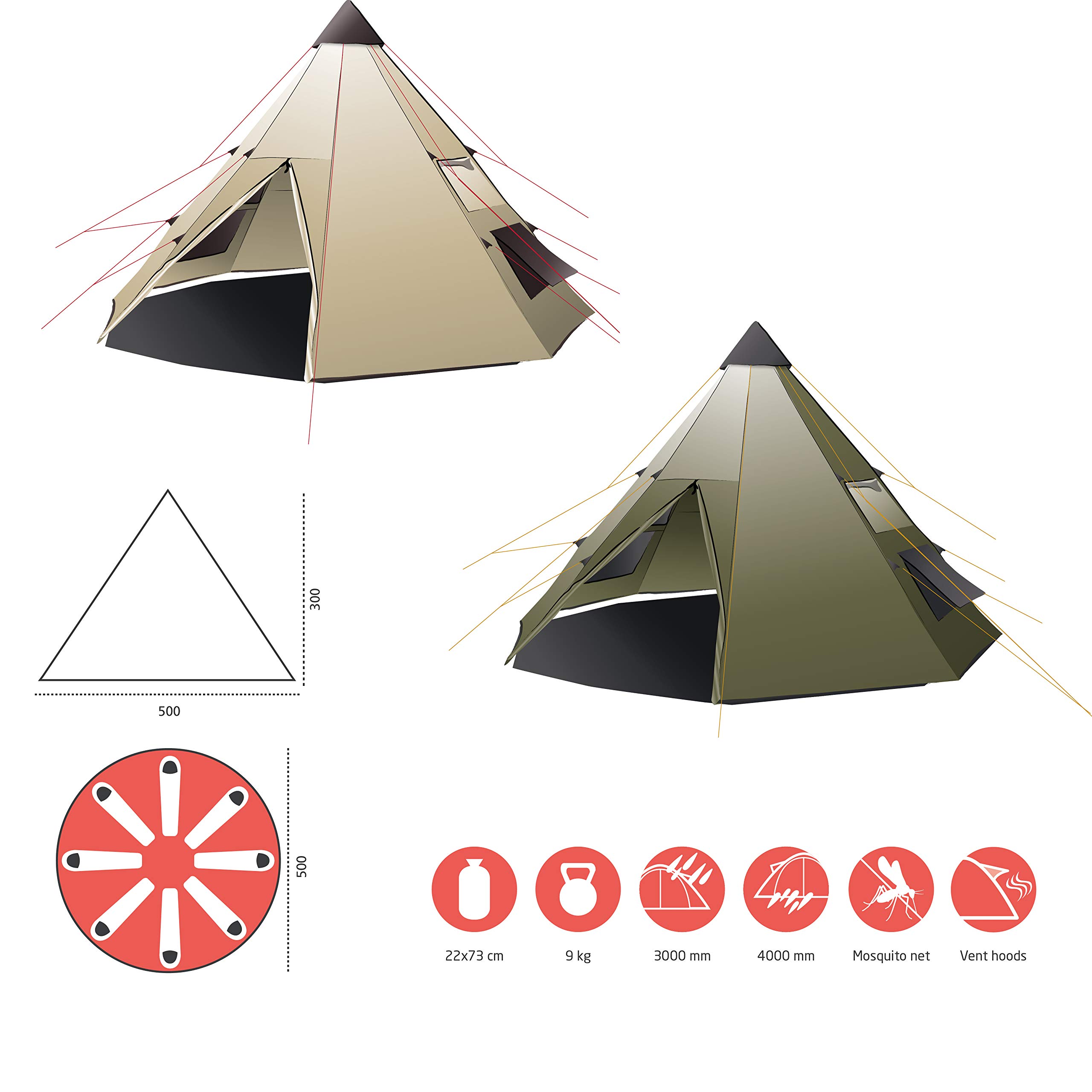 Grand Canyon Tents Black Falls 8-Person Camping Tent - Waterproof & Windproof for Outdoor Adventures, Hiking, and Family Camping Trips