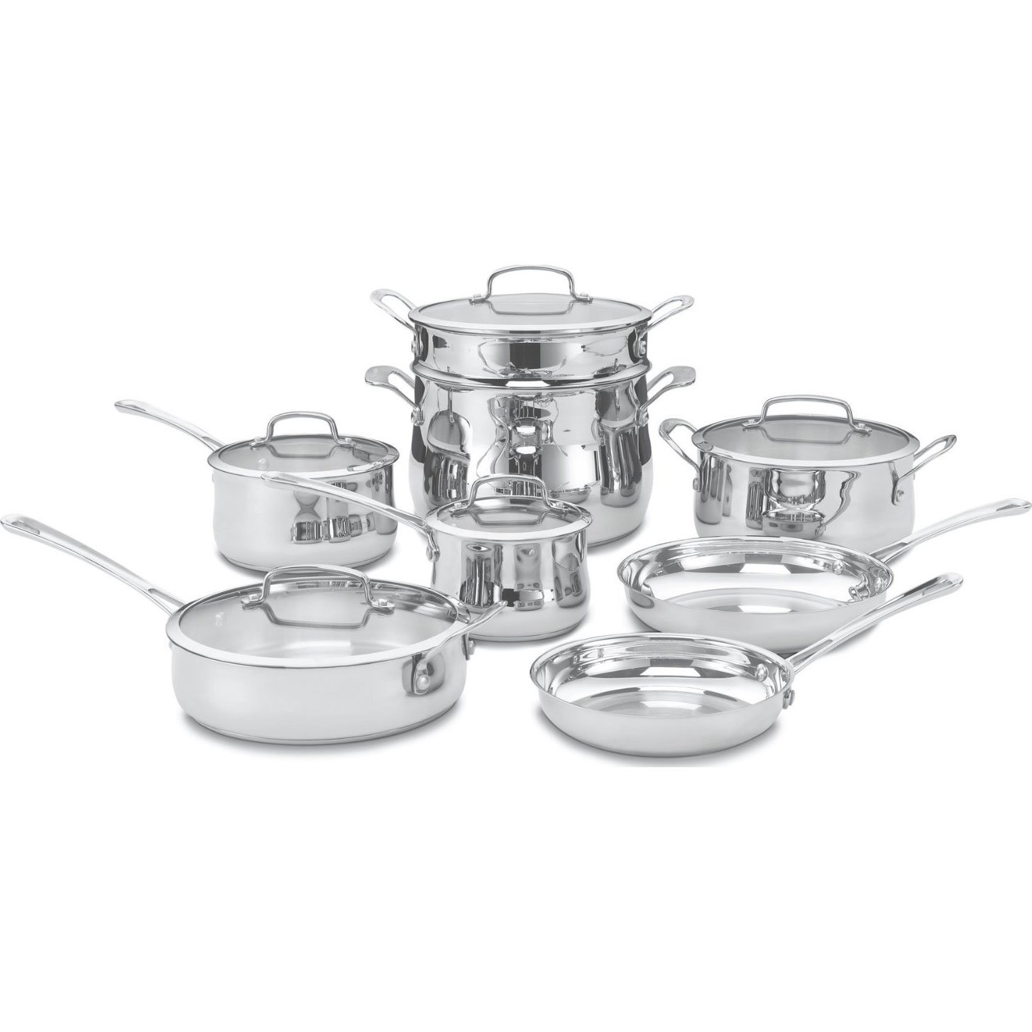 Cuisinart Contour 13-Piece Stainless Steel Cookware Set - Silver | Premium Kitchen Pots & Pans for Cooking, Boiling & Frying | Perfect for Home Chefs & Professional Kitchens