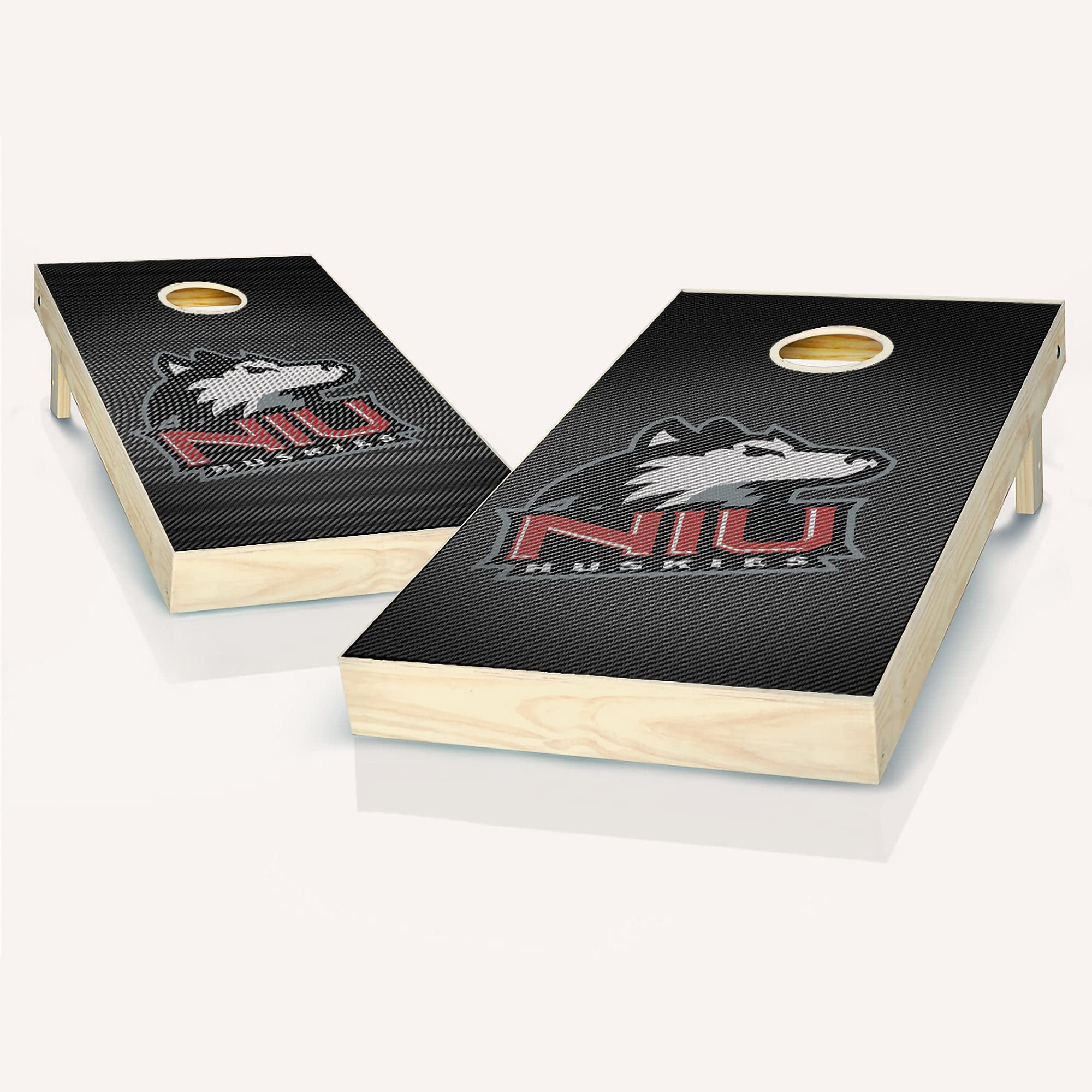 Premium Slanted Cornhole Game Set - 2 Wooden Boards & 8 Bean Bags for Outdoor Parties, Tailgating, and Backyard Fun - Northern Illinois Style