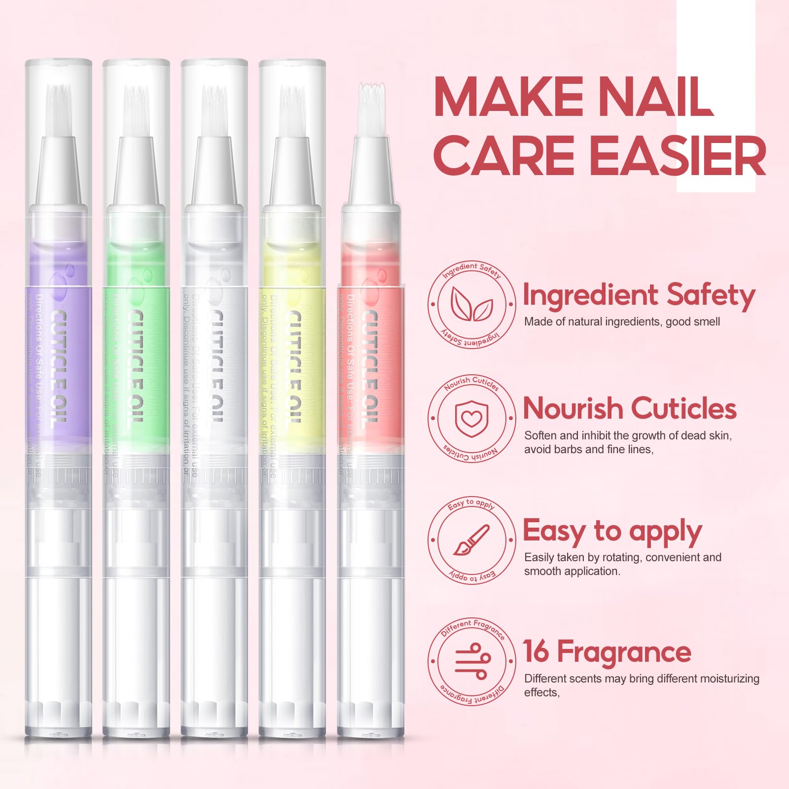 16Pcs Cuticle Oil Pen for Nails - Portable Nail Moisturizer & Strengthener Kit | Nail Care Treatment with Softener | Perfect for Home, Salon & Travel Use