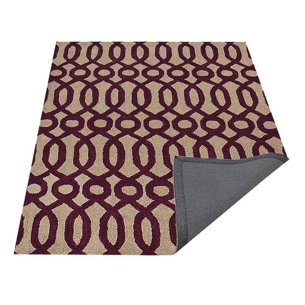 Hand Tufted Wool Eco-Friendly Area Rugs 4x6 Feet - Rectangle Modern Cream & Purple High Pile Handmade Rug for Living Room, Bedroom, Nursery & Office - Soft Contemporary Floor Decor (K00734)