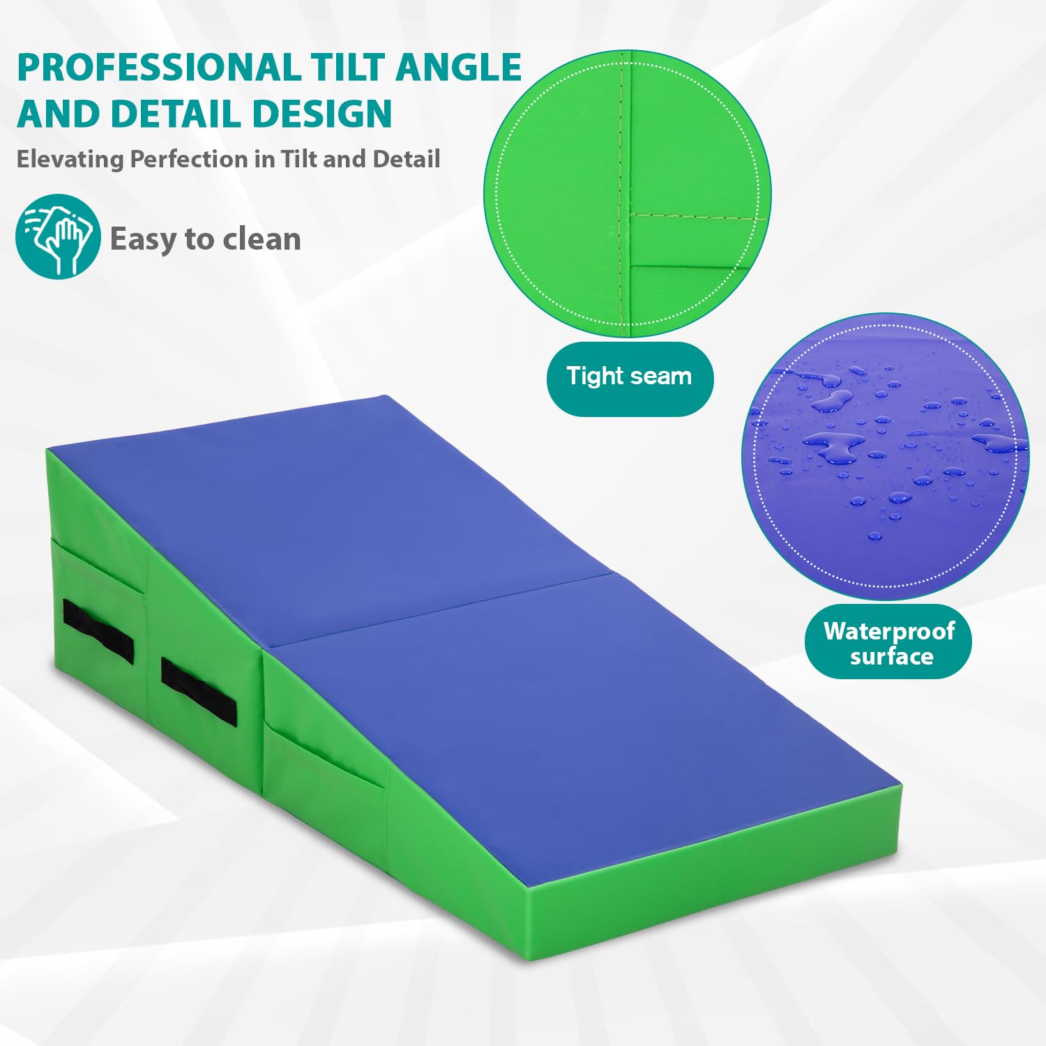 Non-Slip Gymnastics Tumbling Mat with Handle - Cheese Wedge Yoga Mat for Pilates, Martial Arts & Home Workouts | Perfect for Gym, Fitness Studio & Kids Play Area