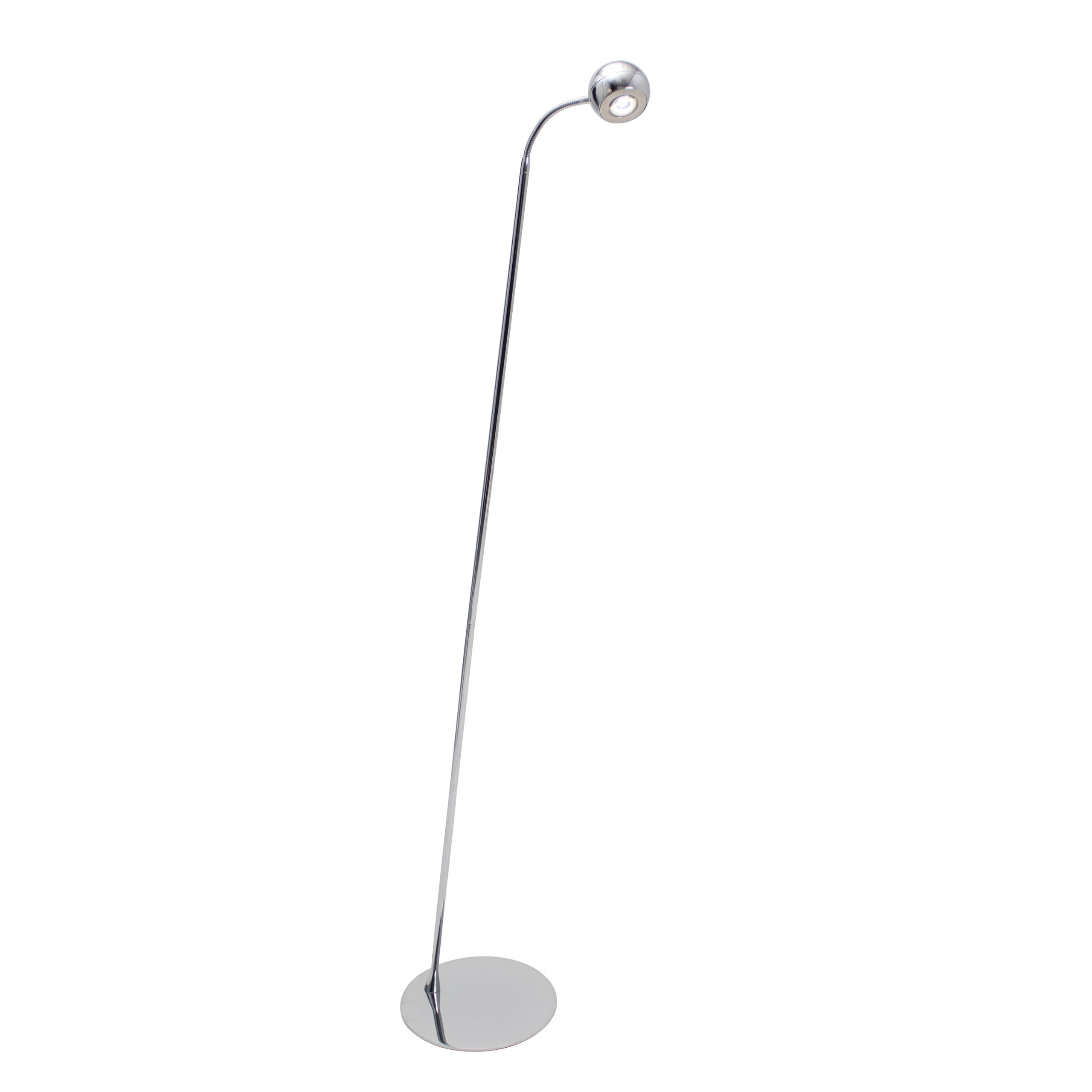 Atomic Reader LED Floor Lamp - Modern Brushed Nickel Arched Chrom Floor Light for Living Room, Bedroom & Office - Adjustable Brightness for Reading & Relaxation