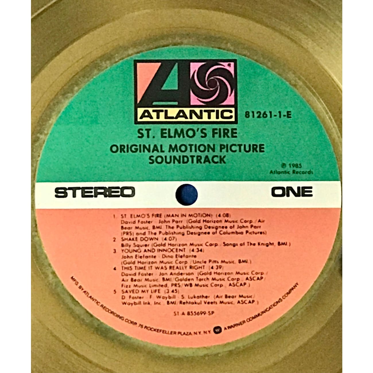 St. Elmo's Fire Original Motion Picture Soundtrack - RIAA Certified Gold LP Record - Perfect for 80s Music Collectors & Movie Memorabilia Fans