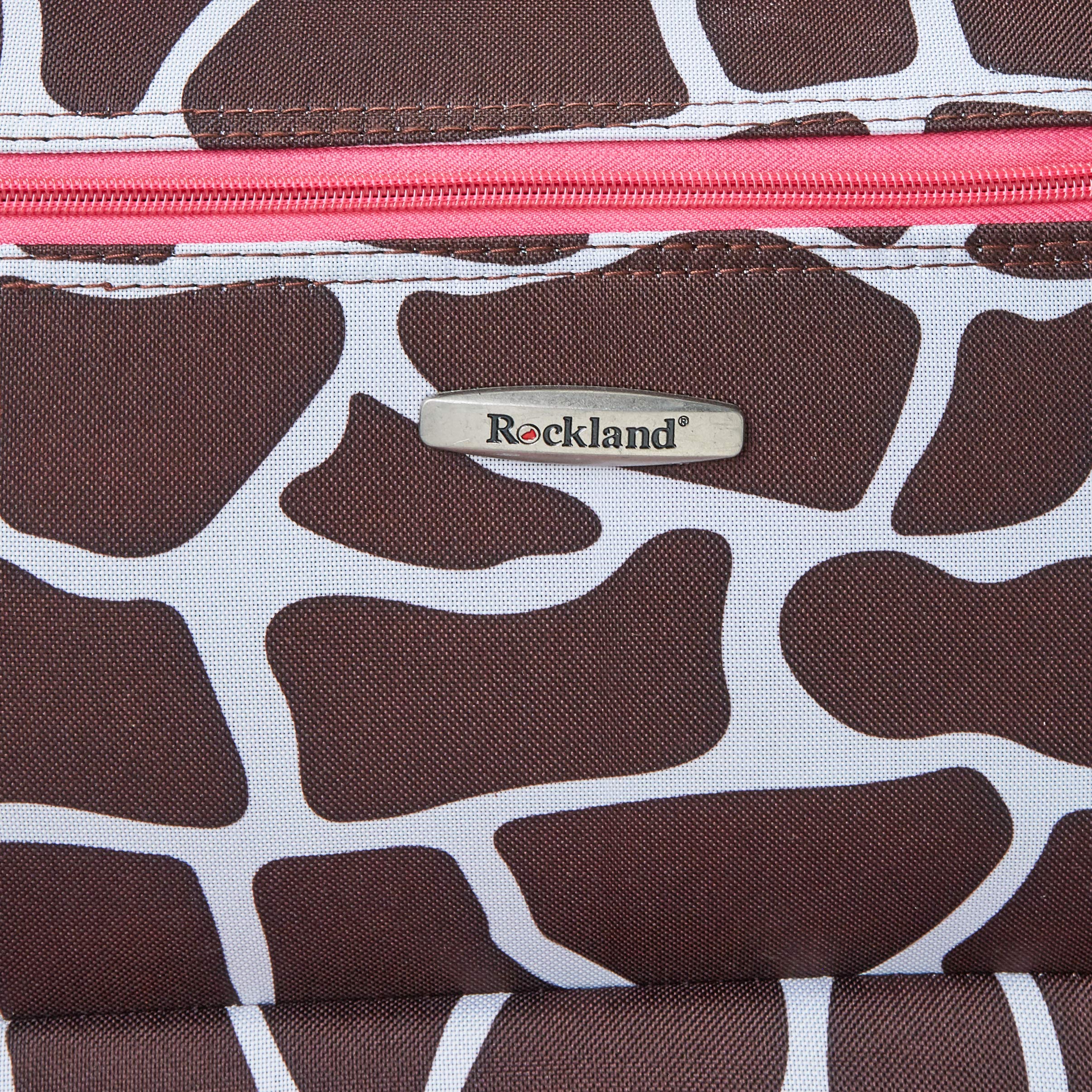 Rockland Fashion Softside Upright Luggage Set with Telescoping Handles - 4-Piece (14/19/24/28 Inch) Pink Giraffe Print Suitcases for Women & Teens - Perfect for Air Travel, Vacation & Business Trips