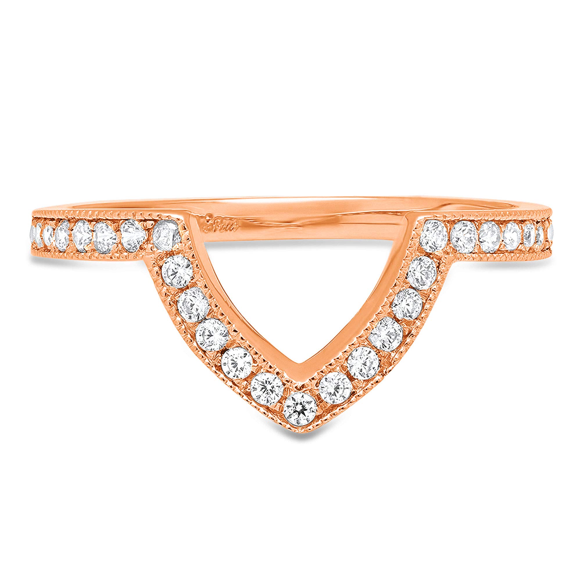0.25 ct Brilliant Round Cut Lab-Grown Diamond Ring - SI1-SI2 Clarity, J-K Color, 18K Rose Gold Stackable Wedding Band - Perfect for Engagement, Promise Rings & Anniversary Gifts (Art Deco Design)