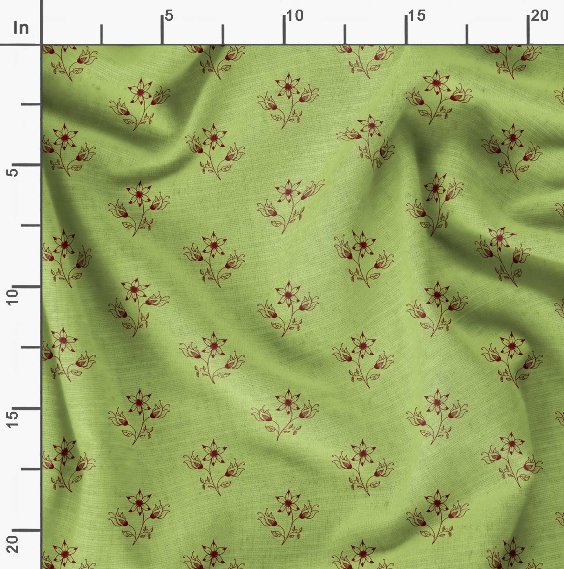 Soimoi Moss Green Georgette Fabric by The Yard - 42 Inch Wide Printed Floral Leaf Design - Elegant Lightweight Fabric for Dresses, Scarves, Curtains & DIY Fashion Projects