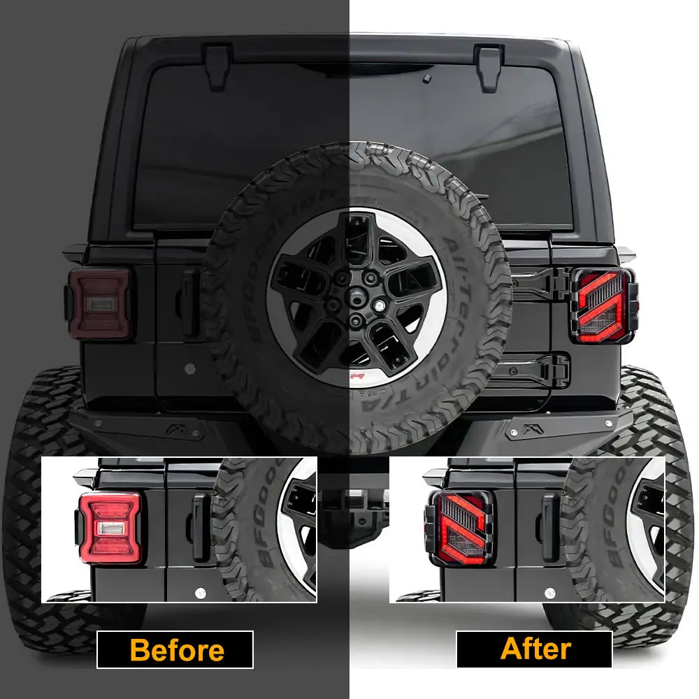 LOYO® LED Tail Lights for Jeep Wrangler JL & JLU (2018-2024) - Smoked Lens - Waterproof & Durable Replacement Lights for Off-Roading & Night Driving