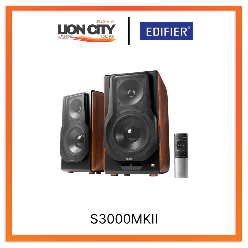 Edifier S3000MKII Premium 2.0 Bookshelf Speakers - 256W High Power Audio System with Wireless Bluetooth, Brown Wooden Finish - Perfect for Home Theater, Gaming & Music Listening