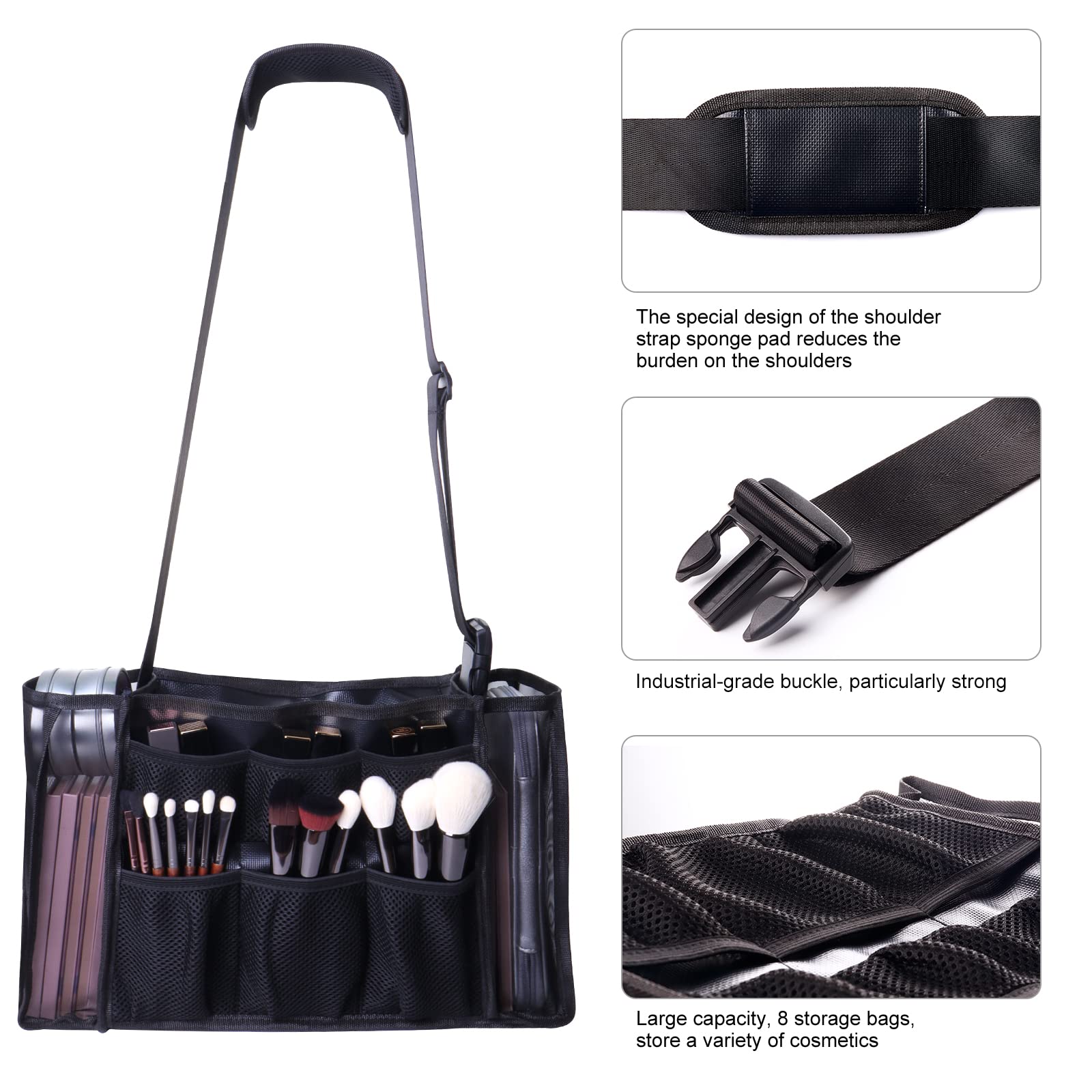 **MOND'SUB Large Professional Makeup Bag for Women - Waterproof Cosmetic Organizer with Shoulder Strap, Makeup Brush Storage Holder - Perfect for MUA, Freelancers & Beginners (Ideal for Travel, Salon & Professional Use)**