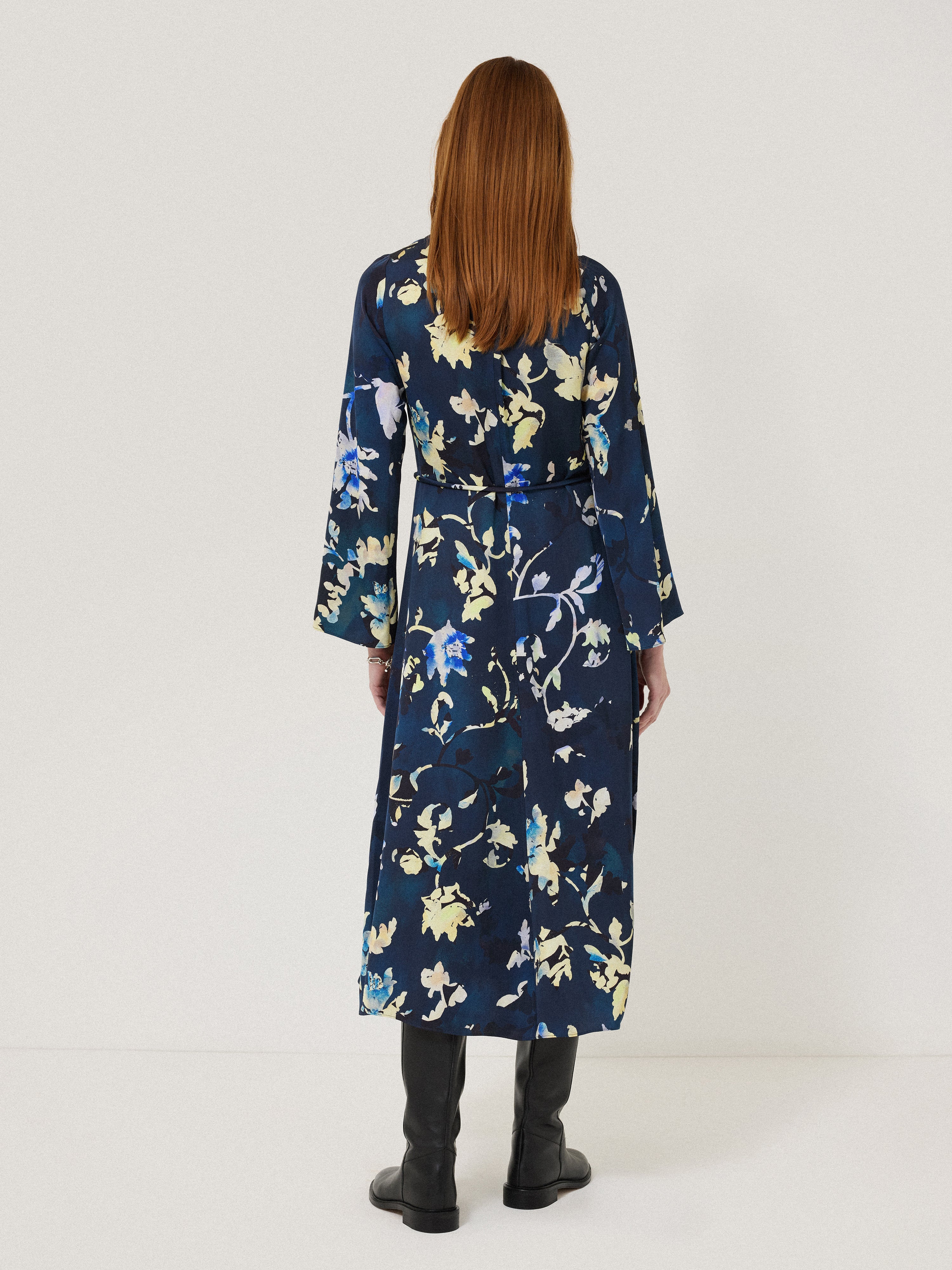 Elegant Navy Floral Satin Maxi Dress for Women - Perfect for Weddings, Parties & Special Occasions