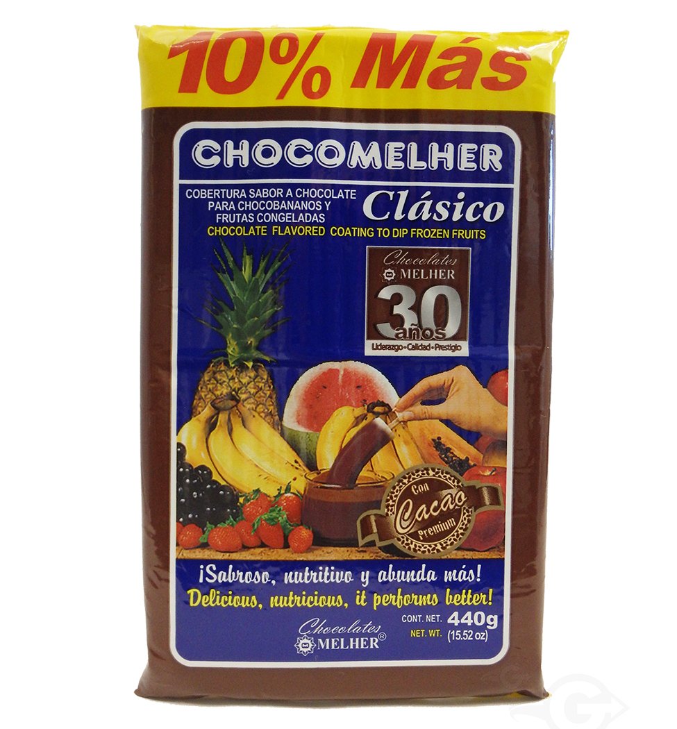 Melher Chocomelher Chocolate Flavored Coating 13.22 oz (Pack of 6) - Rich Chocolate Flavor for Baking, Desserts & Candy Making - Perfect for Cakes, Cookies & DIY Treats