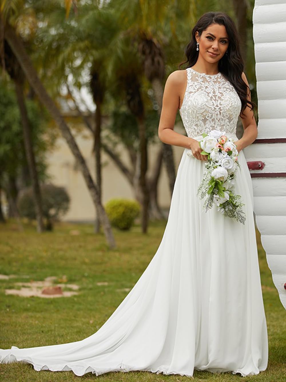 Elegant Off-The-Shoulder A-Line Satin Wedding Dress for Women - Simple Bridal Gown with Long Train (RSWD001) | Perfect for Church Ceremonies, Beach Weddings & Formal Receptions