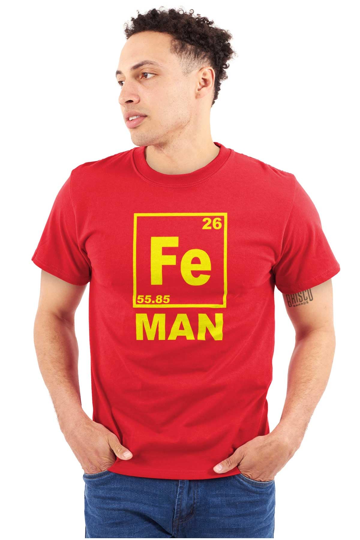 Fe Iron Science Elements Superhero Graphic T-Shirt for Men - Cool Chemistry & Physics Tee for Science Lovers, Gifts, and Casual Wear