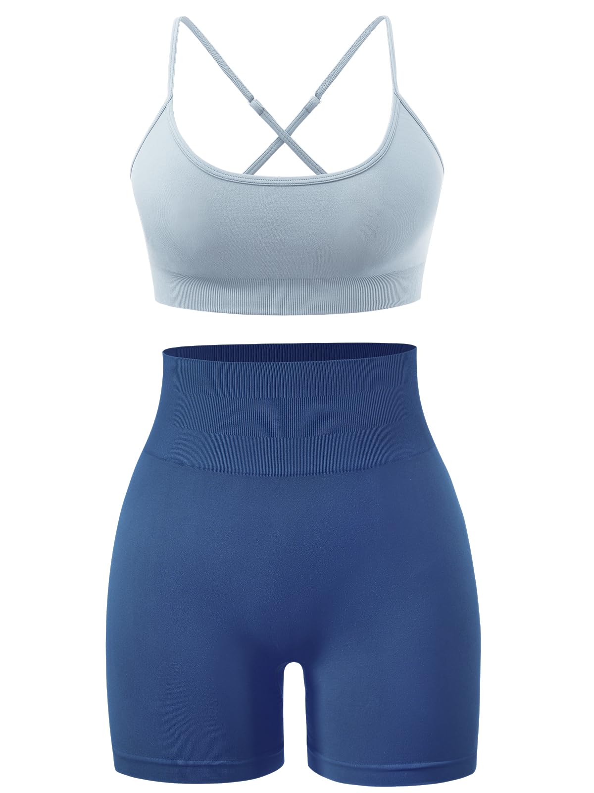 Women's 2-Piece Workout Set - High Waisted Yoga Shorts & Adjustable Strappy Sports Bra | Gym & Yoga Outfit for Women | Perfect for Yoga, Pilates, Running & Home Workouts