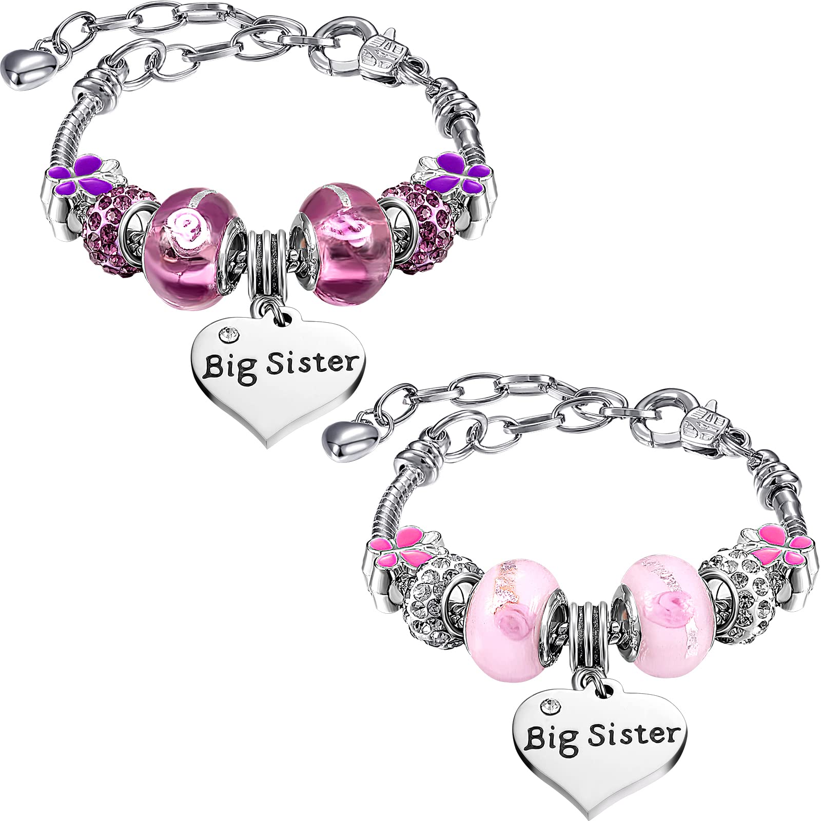 Sister Charm Bracelet Set - 2 Pcs Jewelry for Women & Girls - Family & Friend Gifts