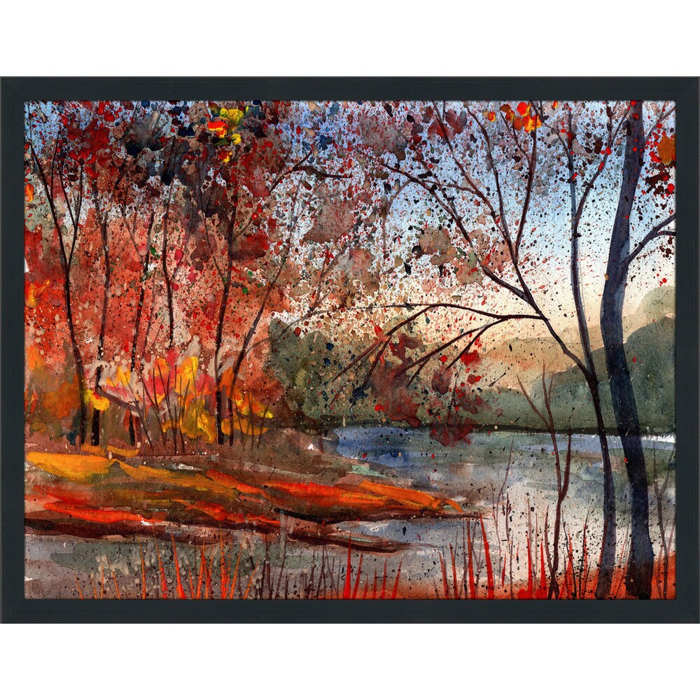 Autumn Lake Framed Acrylic Wall Art - Modern Home Decor for Living Room, Bedroom & Office