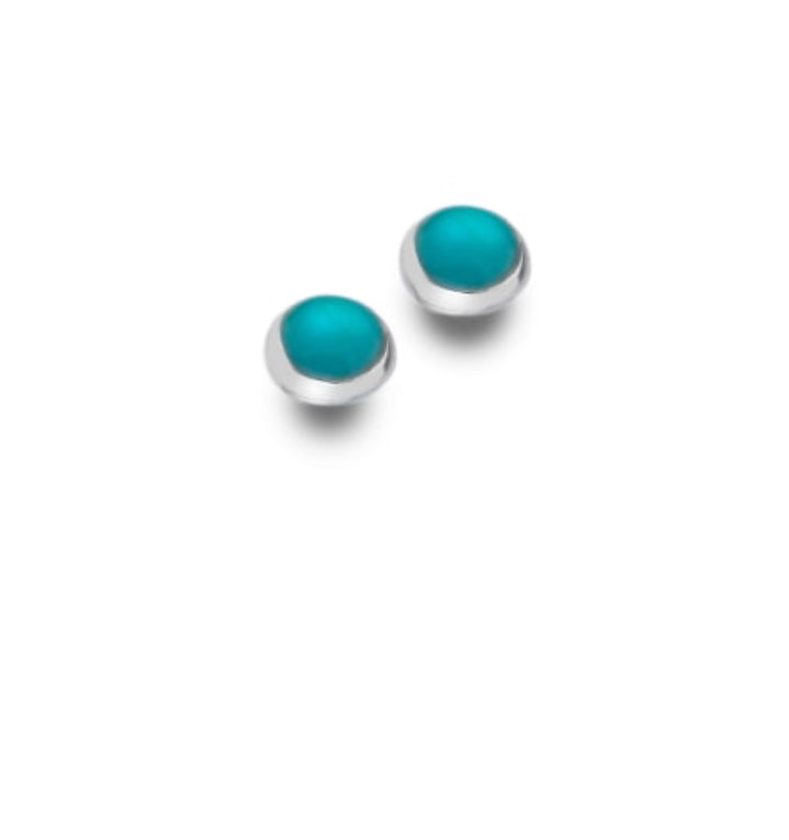 Sterling Silver & Turquoise Stud Earrings for Women – Round Gemstone Jewelry for Everyday Wear & Gifts