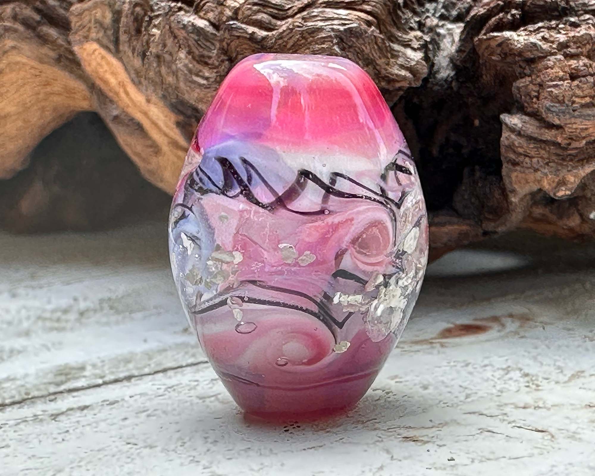 Handmade Pink Fantasy Lampwork Glass Focal Bead for Jewelry Making - Perfect for Necklaces, Bracelets & DIY Craft Projects