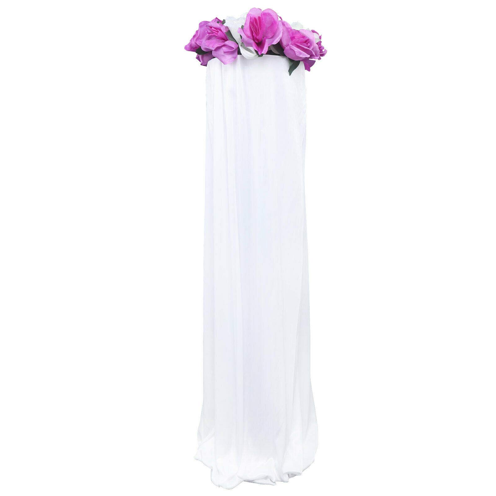 OUKANING White Flower Column Stand - Wedding & Birthday Party Decor, Artificial Flower Pillar for Aisle Decoration, Bridal Shower, Garden Events & Home Decor