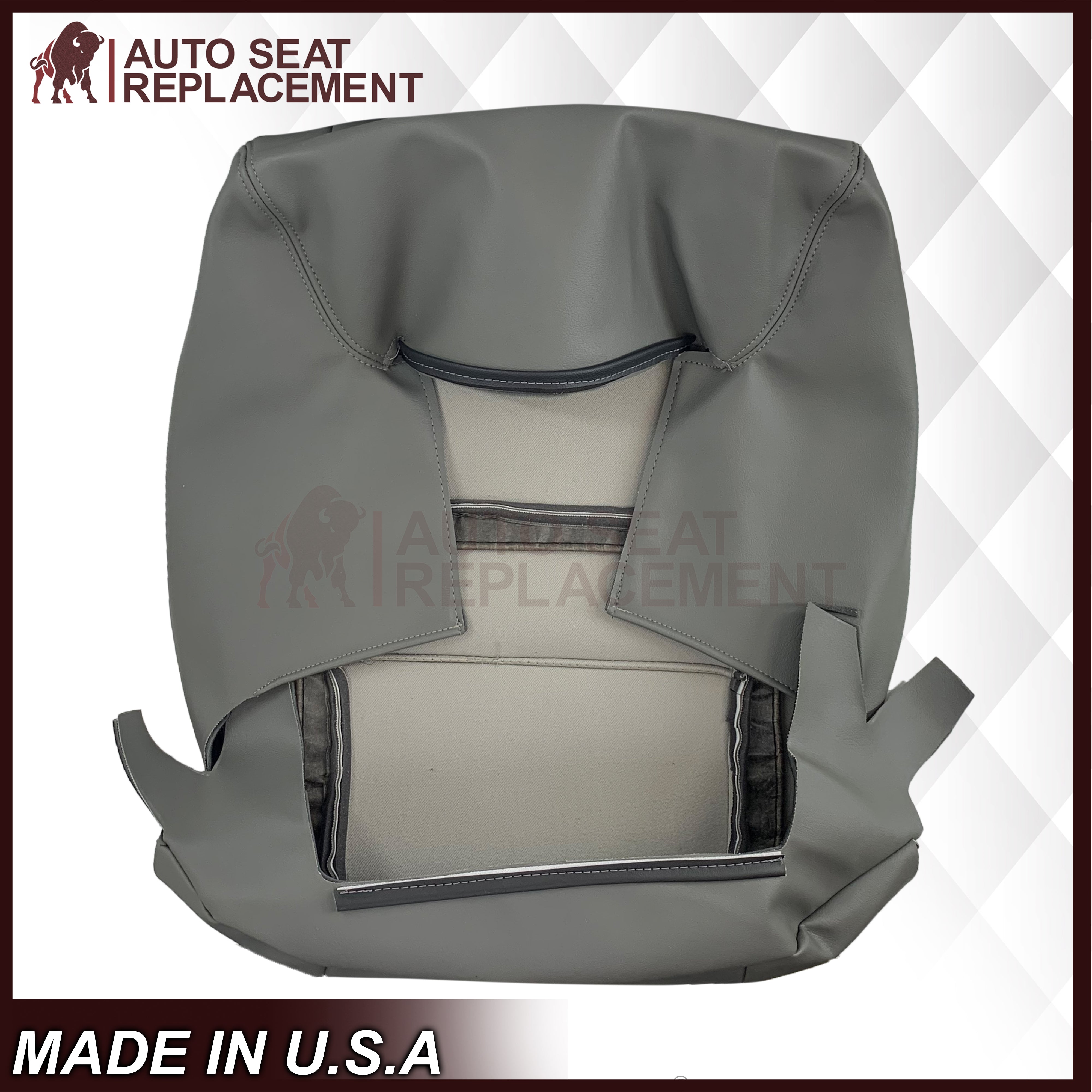 2007-2013 Toyota Sequoia SR5 Genuine Leather Seat Covers Set - Top & Bottom Replacement for Driver/Passenger Side (Gray) | Premium Car Interior Upgrade for Comfort & Style
