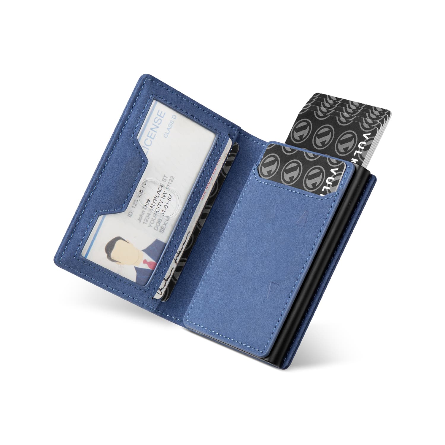 VC502 RFID Blocking Card Holder with Card Ejector - Slim Wallet with Zipper Coin Pocket, ID Window & Magnetic Closure - Perfect for Travel, Business & Everyday Use