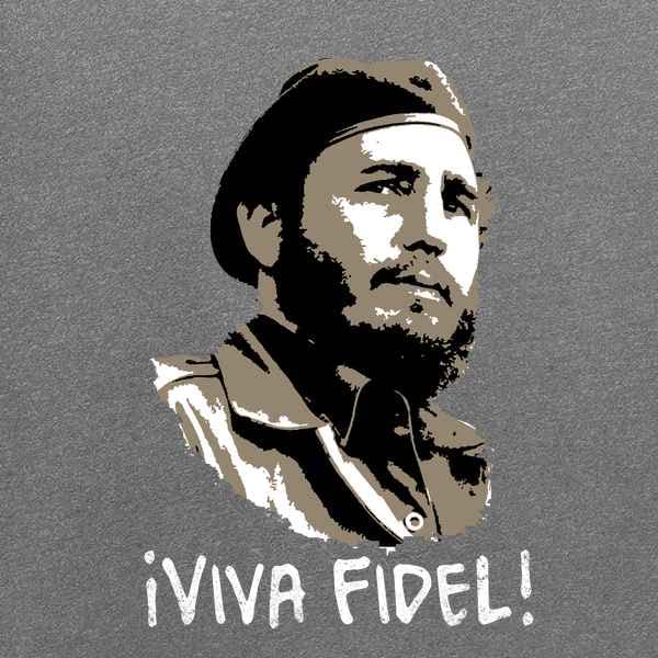 Pop Threads Viva Fidel! Fidel Castro Cuba Graphic T-Shirt for Men - Casual Streetwear, Cuban Revolution Inspired Outfit
