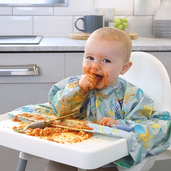 BIBaDO Award-Winning Baby Weaning Coverall Bib - Waterproof & Adjustable for Messy Mealtime - Perfect for Infants & Toddlers Learning to Eat Independently