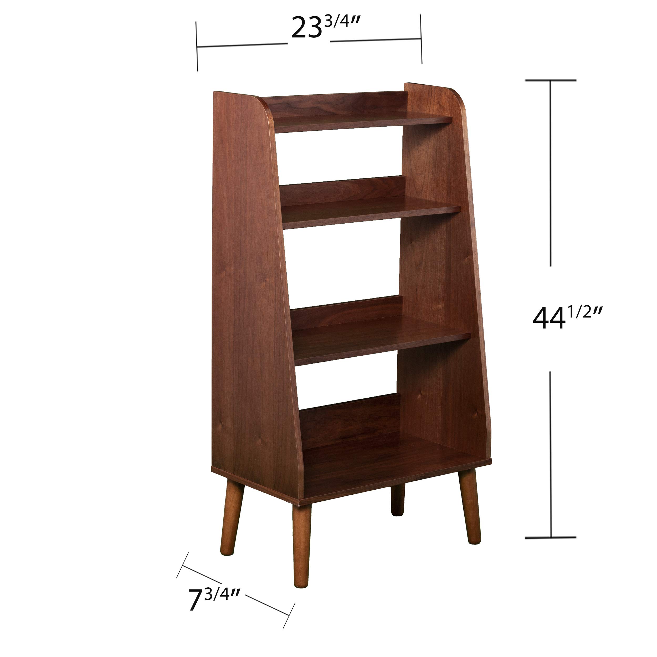 SEI Furniture Berritza Bookcase - Solid Walnut Wood Bookshelf for Living Room, Office & Study | Stylish Storage Solution for Books, Decor & Essentials