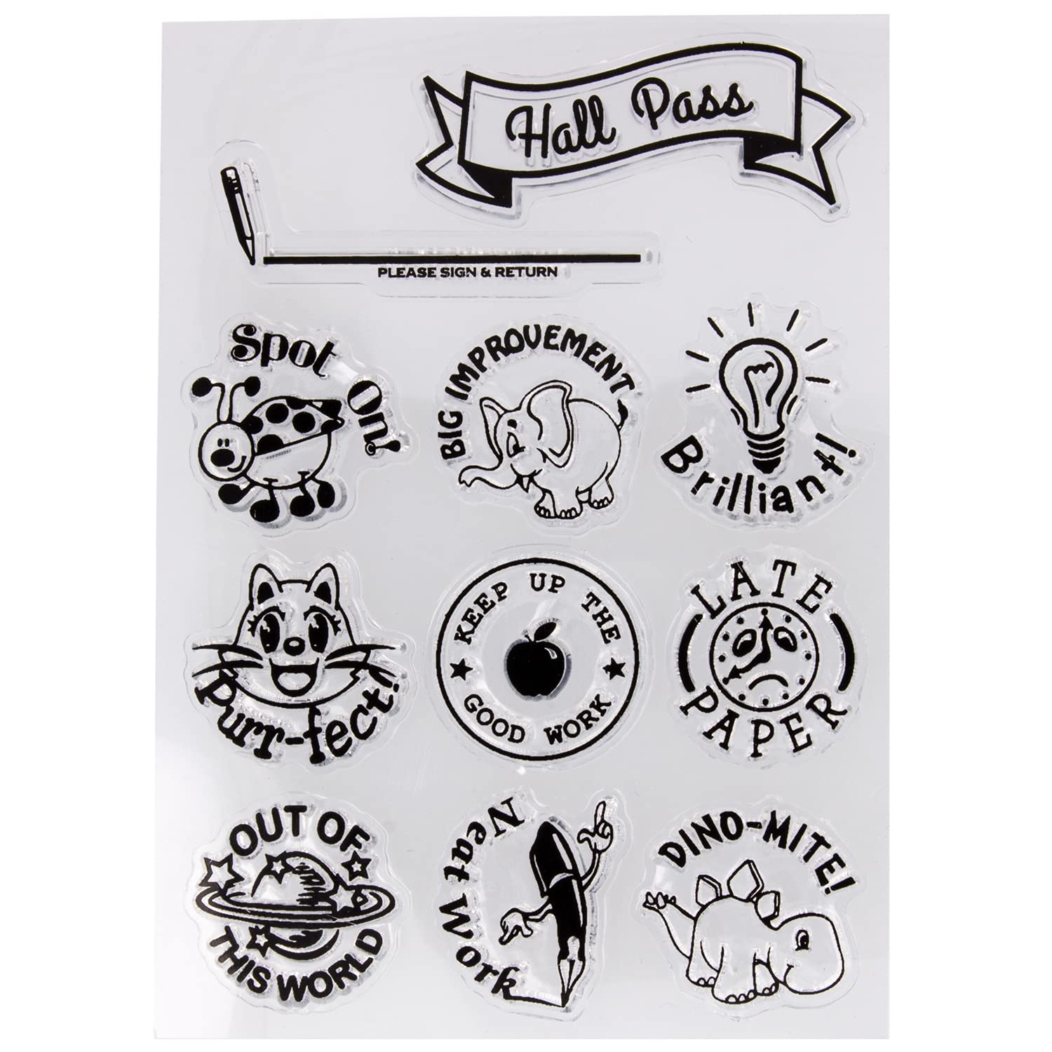 ExcelMark Teacher Cling Stamp Set for Classroom Grading