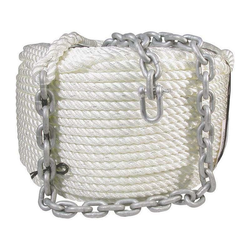 Premium BLA Nylon Anchor Rope & Galvanized Chain - 10mm Marine-Grade Strength for Boating, Fishing, and Dock Safety