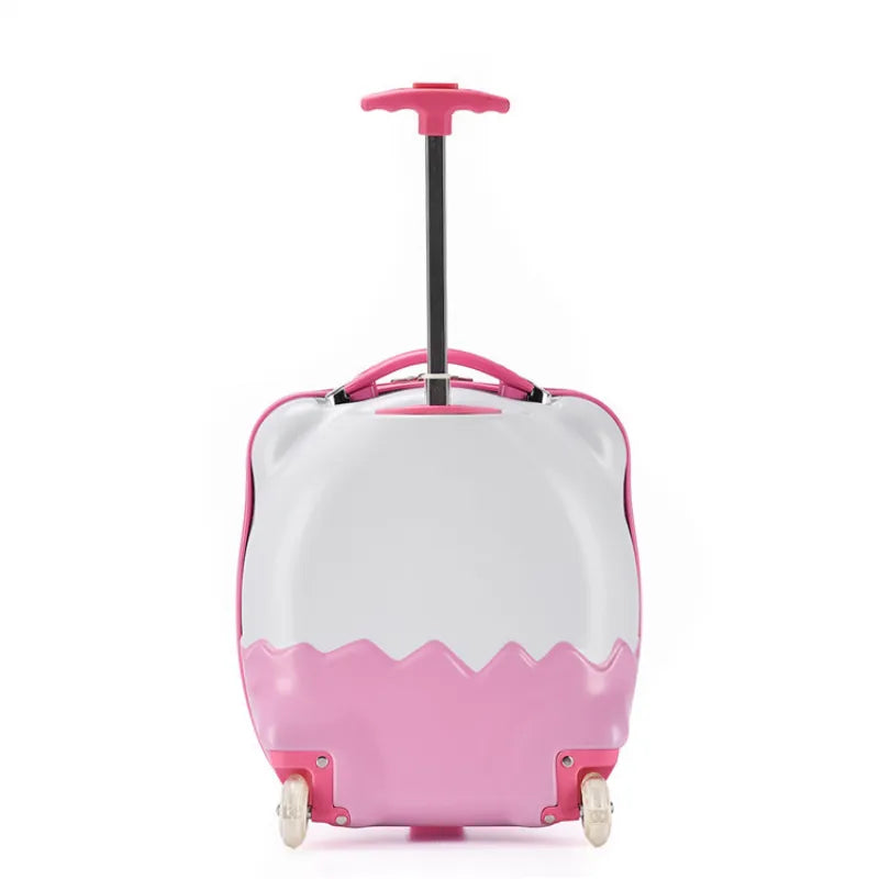 16 Inch Kids Travel Panda Trolley Suitcase - Cute Animal Print Carry On Luggage for Children Airplane Trips & Family Vacations