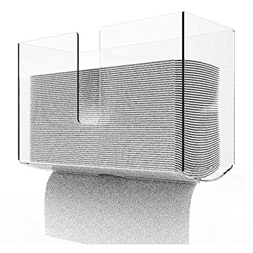 Clear Acrylic Wall Mount Paper Towel Dispenser - Folded Paper Towel Holder for Bathroom, Toilet & Kitchen - Compatible with Z-Fold, C-Fold & Multi-Fold Paper Towels - Pack of 1 - Perfect for Home, Office & Restaurant Use