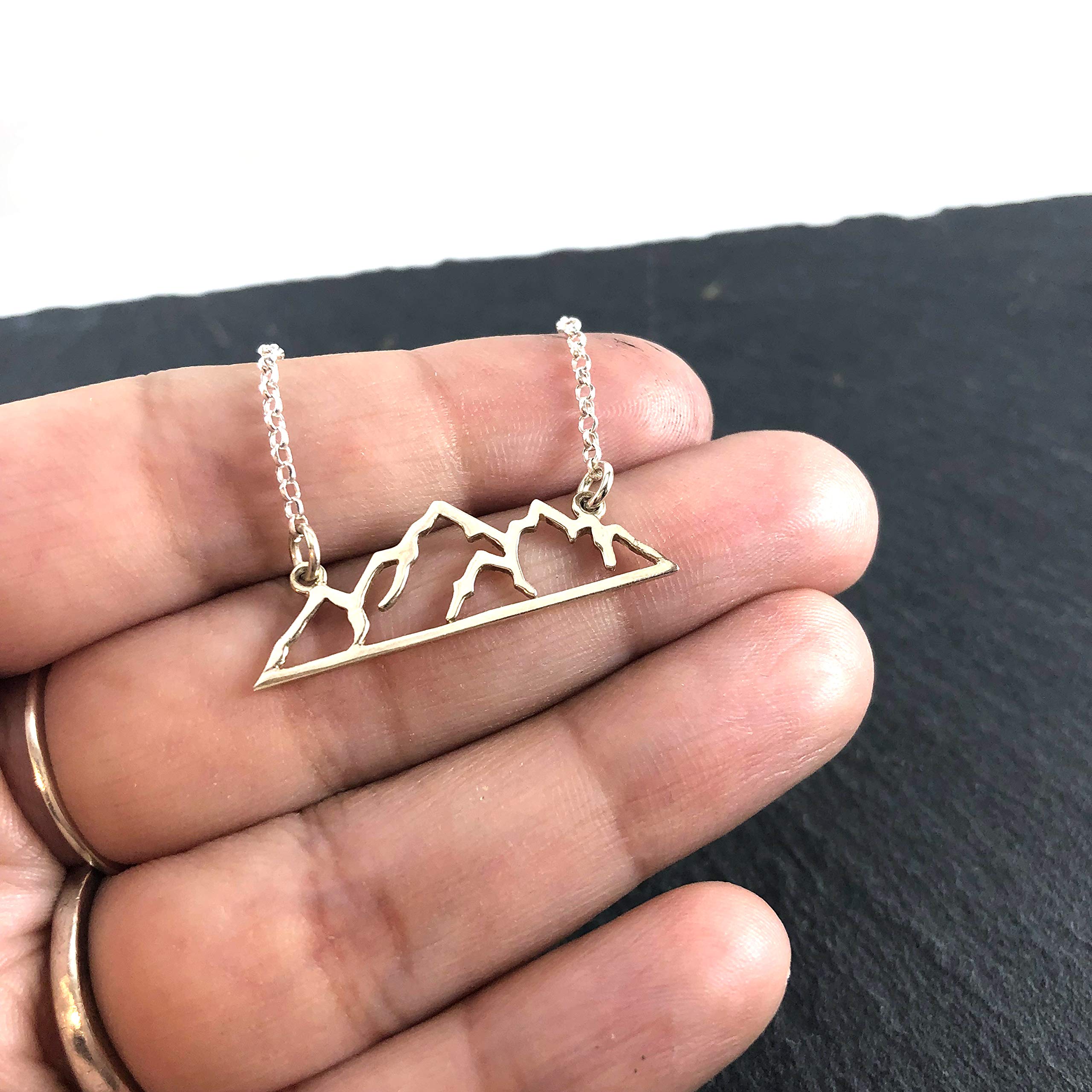 Sterling Silver Mountain Bar Connector Charm Necklace for Women | Dainty Layering Jewelry | Perfect for Everyday Wear, Date Nights & Gifting