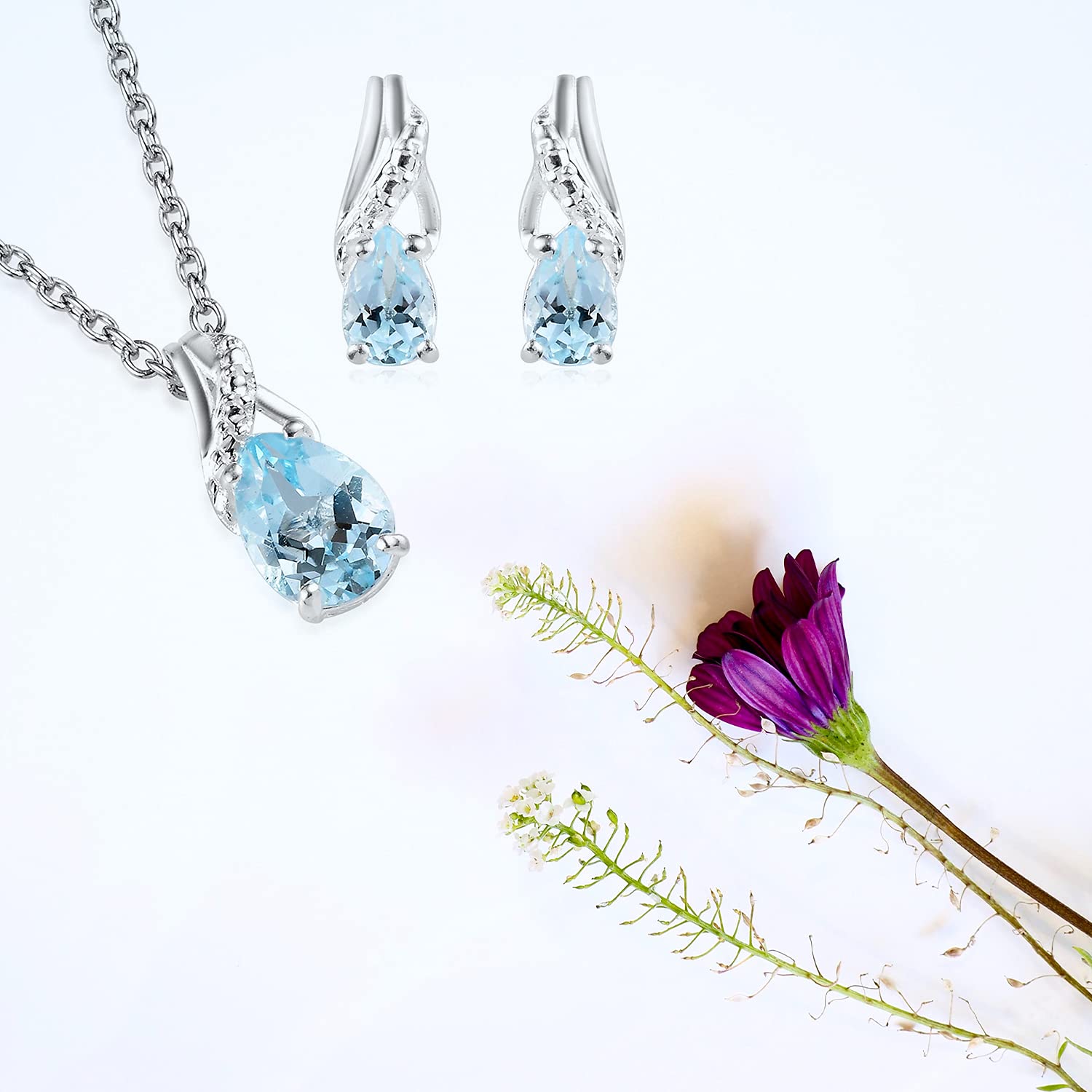 Shop LC Women's Teardrop Pendant Necklace & Dangle Earrings Set - 925 Sterling Silver Stainless Steel Jewelry for Wedding, Birthday Gifts | Elegant Costume Jewelry for Women, Perfect for Parties & Special Occasions