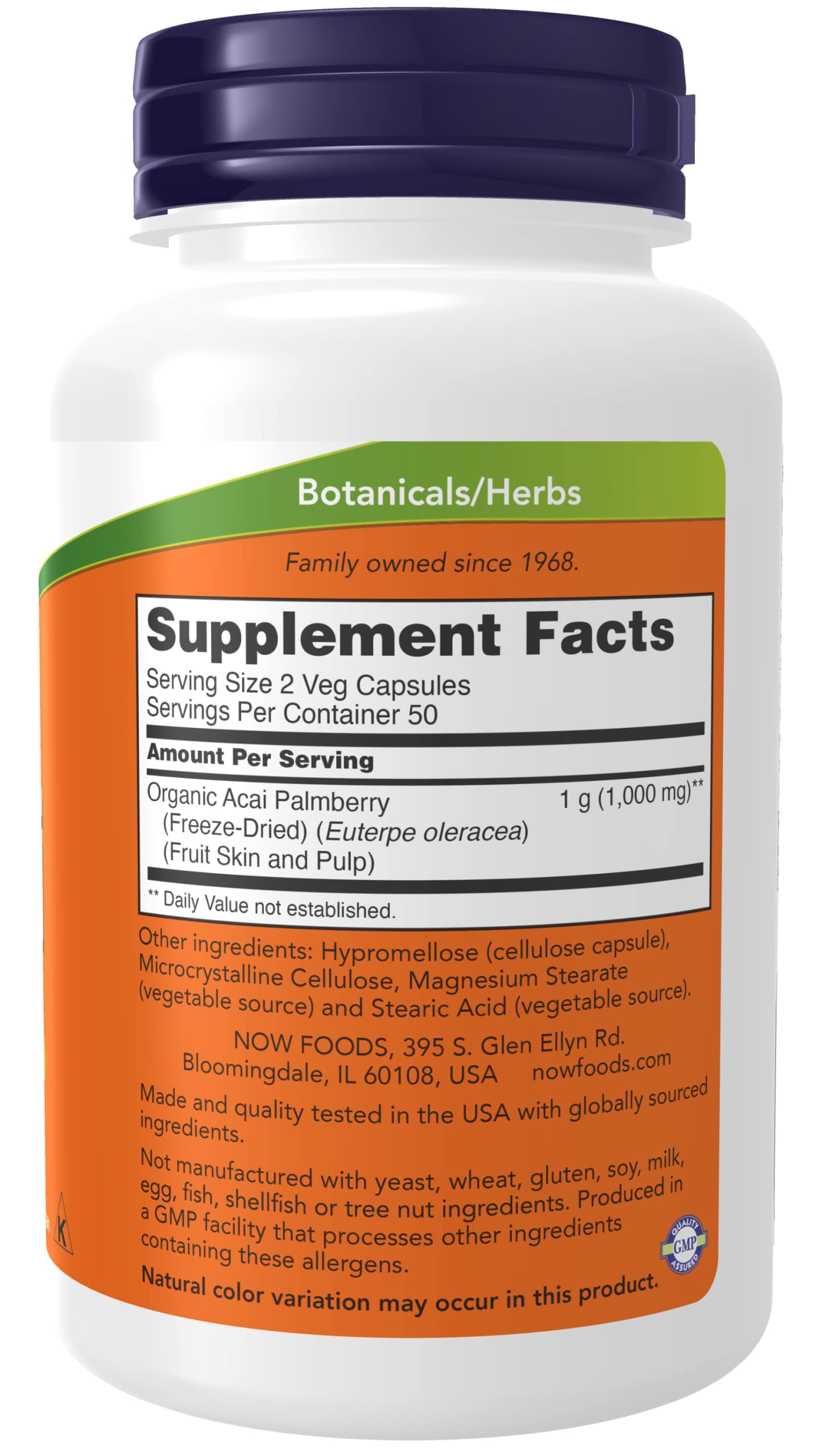 Now Foods Organic Acai 500mg 100 Capsules - Premium Antioxidant Supplement for Energy, Immunity & Skin Health - Perfect for Smoothies, Yogurt Bowls & Daily Wellness Routine