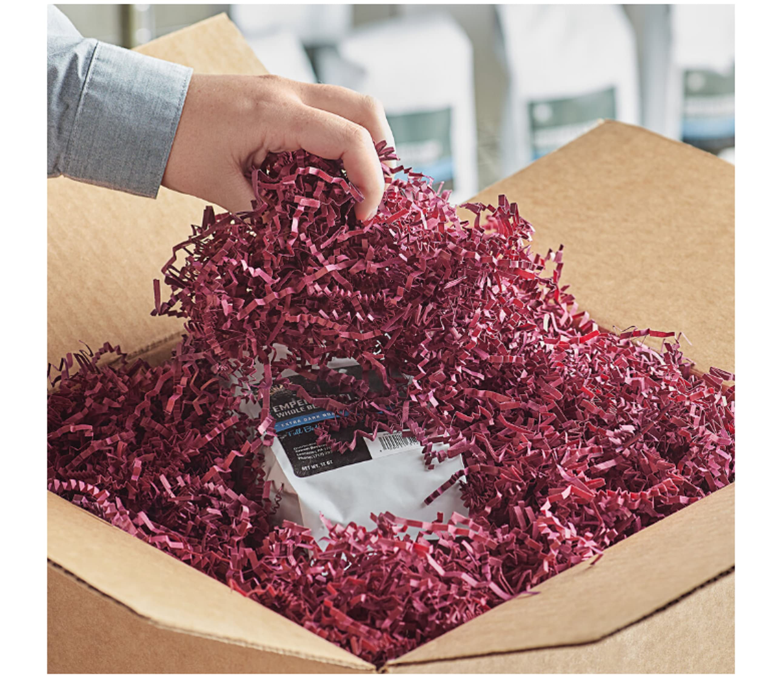 10 LB Crinkle Cut Paper Shred Filler - Bulk Burgundy Gift Basket & Box Stuffing for Packaging, Wrapping, Party Decorations & Craft Projects