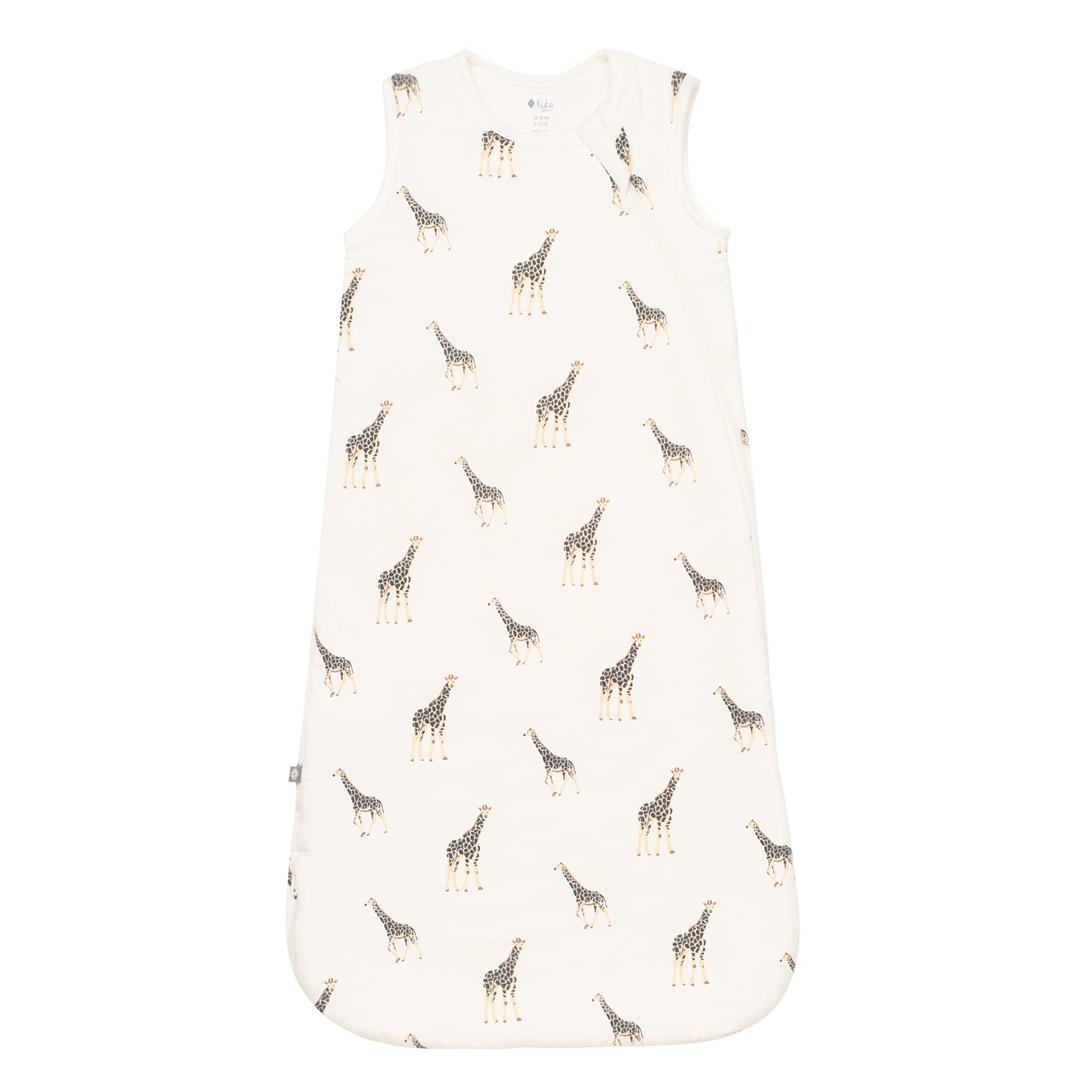 KYTE BABY Bamboo Rayon Sleeping Bag - 1.0 Tog for 0-6 Months (Giraffe Print) - Perfect for Nursery & Travel